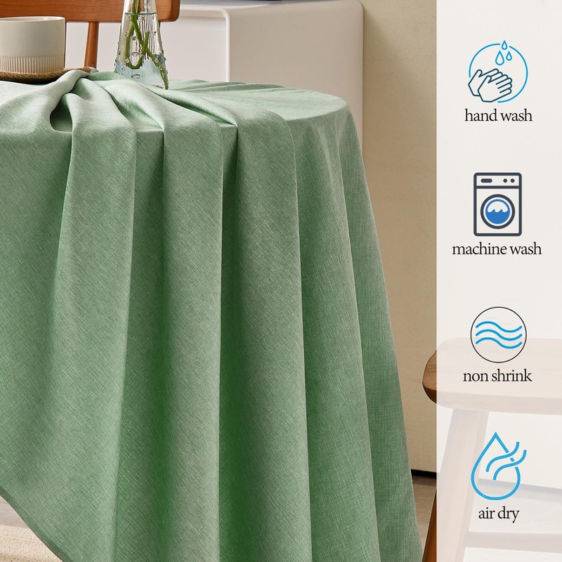 UKOMIUT Rectangle Table Cloth, Waterproof and Stain Resistant Linen Style Farmhouse Tablecloth, Washable Faux Decoration Fabric Table Cover for Kitchen Dinning or Outdoor use, Sage Green 52 x 70 Inch