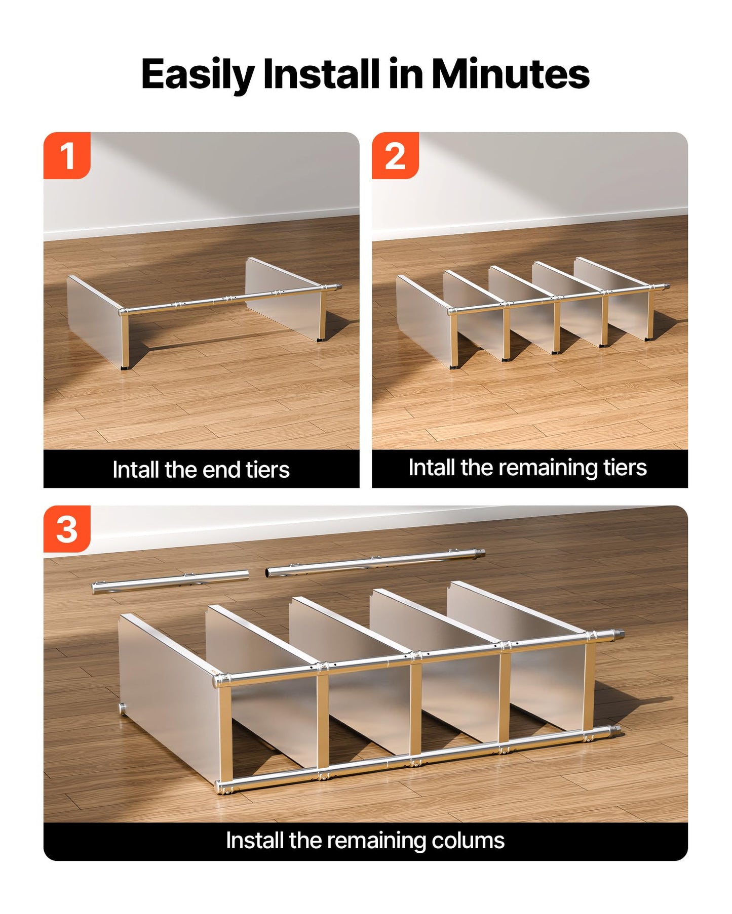 VEVOR Stainless Steel Shelving 48x18.5 Inch 5 Tier Adjustable Shelf Storage Unit Stainless Steel Heavy Duty Shelving for Kitchen Commercial Office Garage Storage 330lb Per Shelf