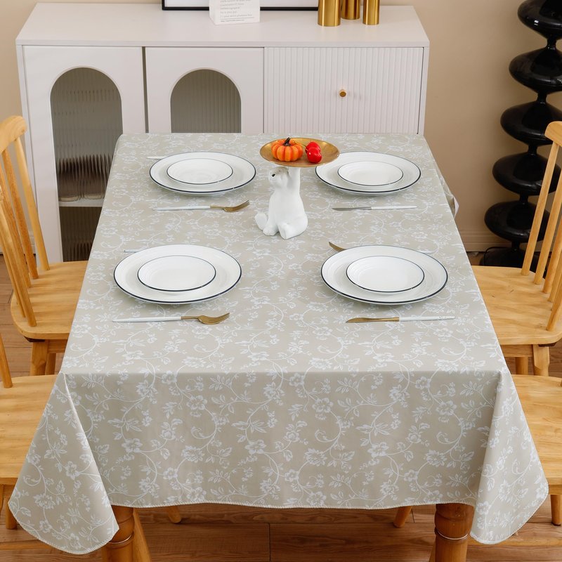 Walrus Heavy Duty Vinyl Tablecloth with Flannel Backing Waterproof Oil-Proof Plastic Table Cloth Stain-Resistant Wipeable Rectangle or Square Table Cover for Indoor and Outdoor (Circle,52x70 Inch)