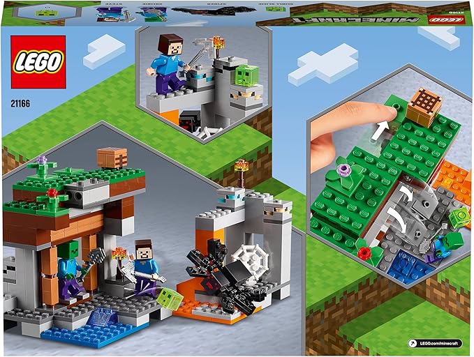 Lego Minecraft The Abandoned Mine Building Toy Zombie Cave with Slime Steve & Spider Figures Gift idea for Kids Boys and Girls Age 7 Plus 21166