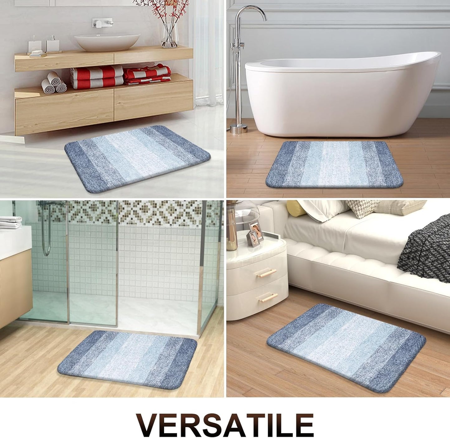 OLANLY Large Bathroom Rugs - Extra Soft Microfiber Mat 40x32 | Quick Dry & Machine Washable, Blue