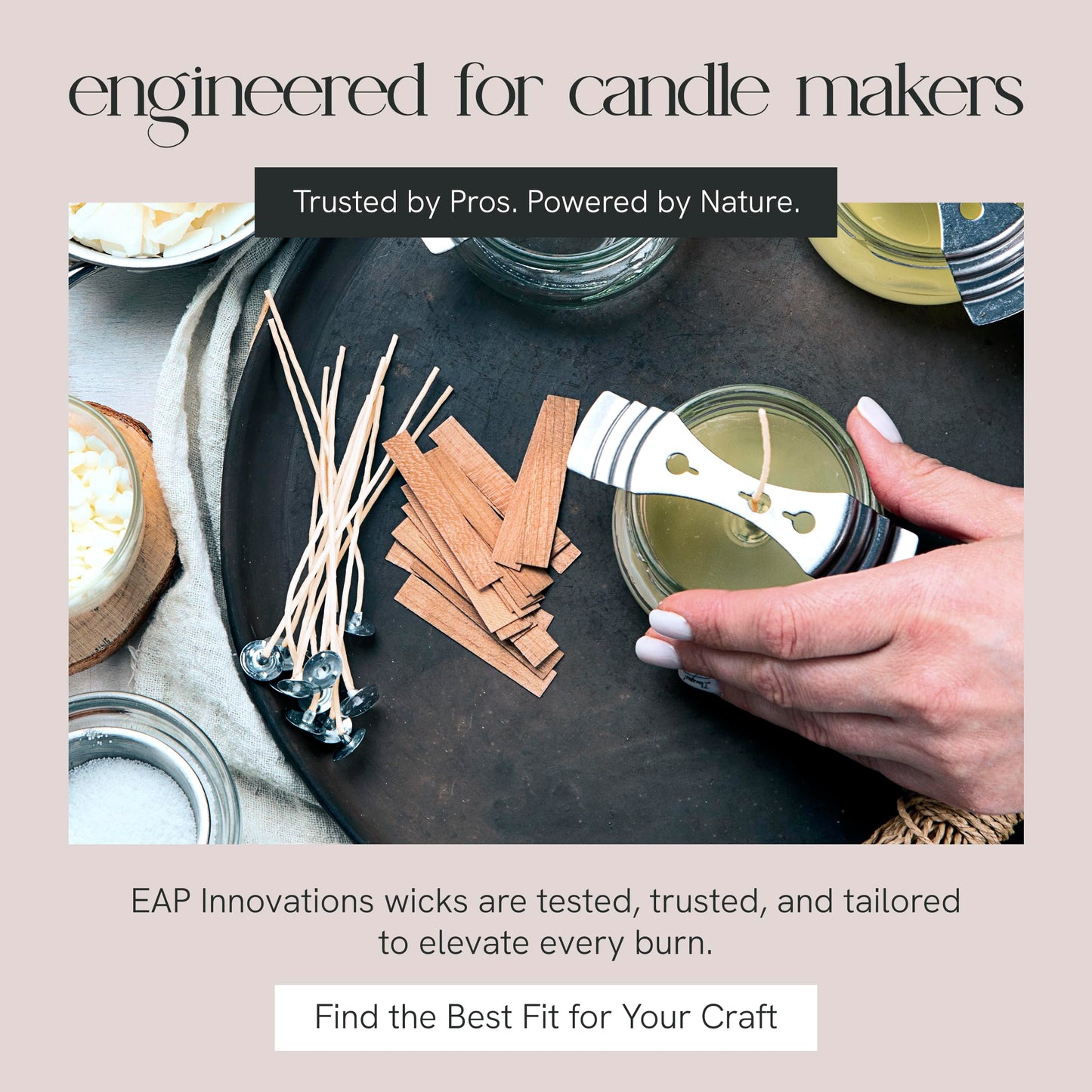 EAP Innovations 6" Eco Candle Making Wicks, Self-Trimming Design, Coreless Cotton Wicks for Candle Making, Ideal for DIY, Ideal for Low Melt-Point Waxes, Size ECO-12, Pack of 100