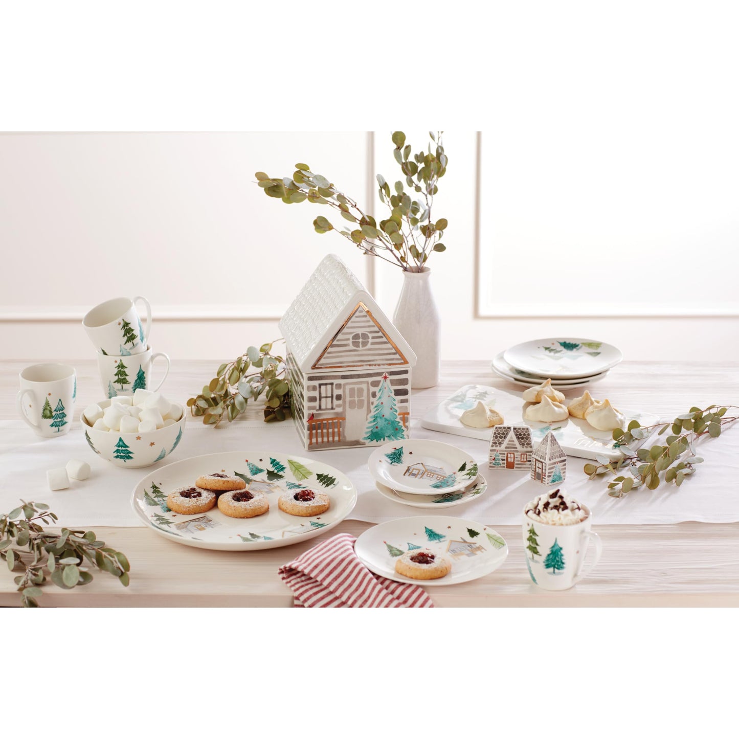 Lenox 890753 Balsam Lane 4-Piece Tidbit Plate Set, Christmas Drinkware, Holiday Hosting