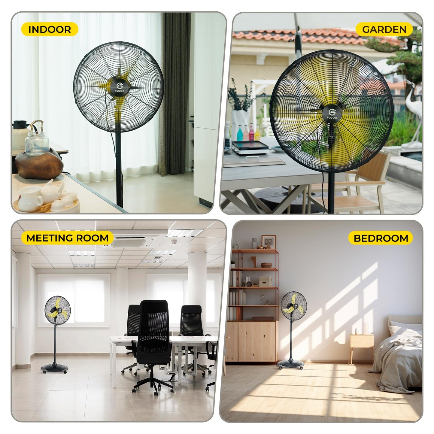 FUGOO 24'' Outdoor Oscillating Pedestal Fan With Remote Control,All Sealed BLDC Motor, 4-Speed Waterproof Outdoor Fan, Heavy Duty Industrial Floor Fans for House,Patios, Commercial, Garage, Warehouse