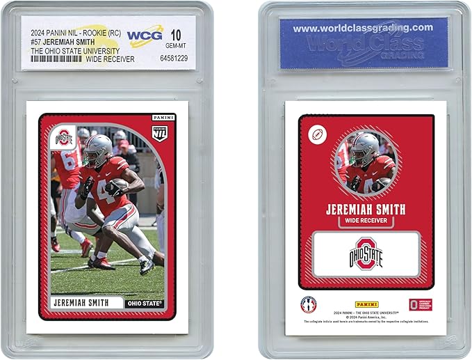2024 Panini Nil Jeremiah Smith WR The Ohio State University Rookie Card #57 - Graded GEM-Mint 10