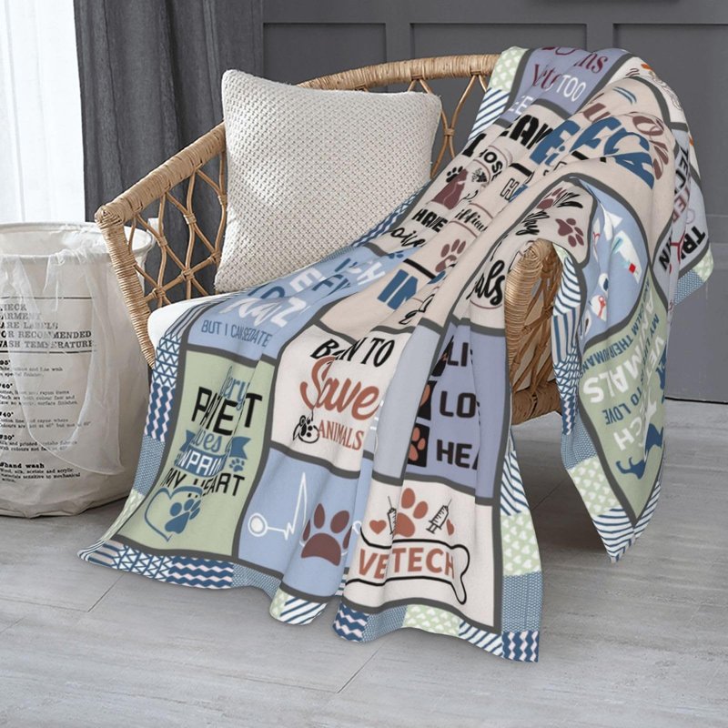 Paoeyty Vet Tech Gifts for Women, Appreciation Gifts for Veterinary Technician, Best Vet Tech Gift Blanket 60"X50", Veterinary Technician Week Gifts for Women, Staff/Corworker Presents