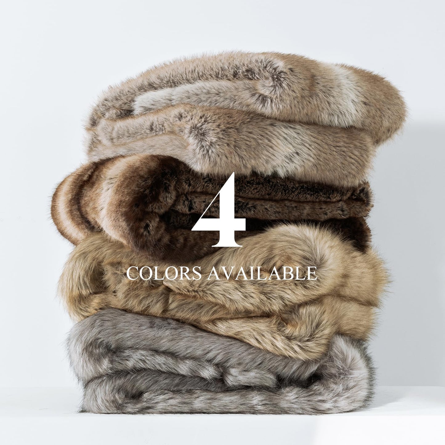 OMERAI Faux Fur Blanket, Ultra Soft Luxury Fuzzy Throw Blanket, Long Pile Plush Cozy Warm Decorative Blanket for Couch, Sofa, Chair, Bed, Heavy Weight, 50" x 60", Gray