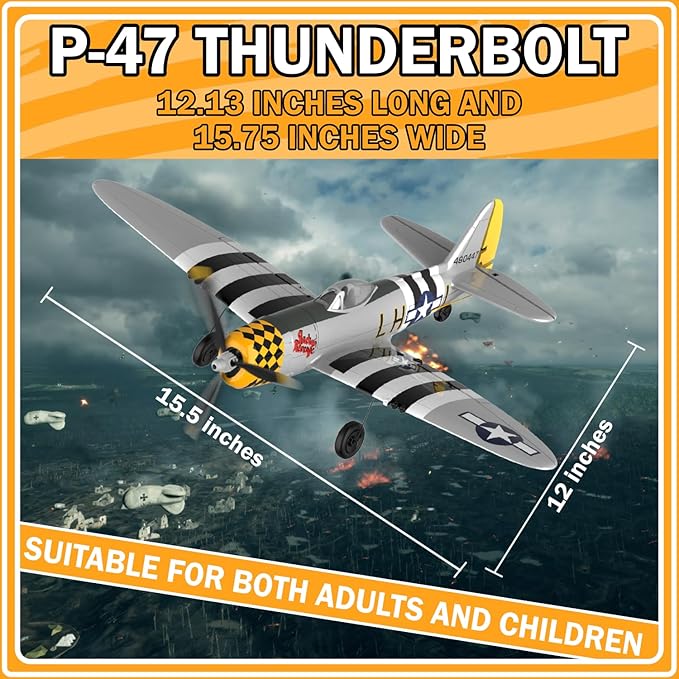 RC Plane 4-CH RC Airplane – RC Airplane Ready to Fly Upgrade P47 Thunderbolt Remote Control Airplanes for Beginners Adult with Beginners with Xpilot Stabilization System & One Key Aerobatic