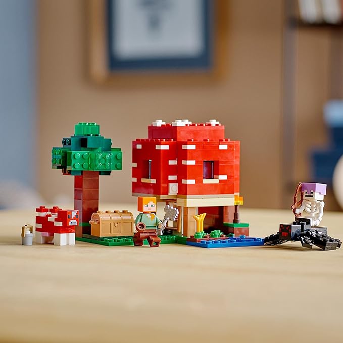 Lego 21179 Minecraft The Mushroom House Building Toy Set for Children from 8 Years Old Gift Idea with Figures