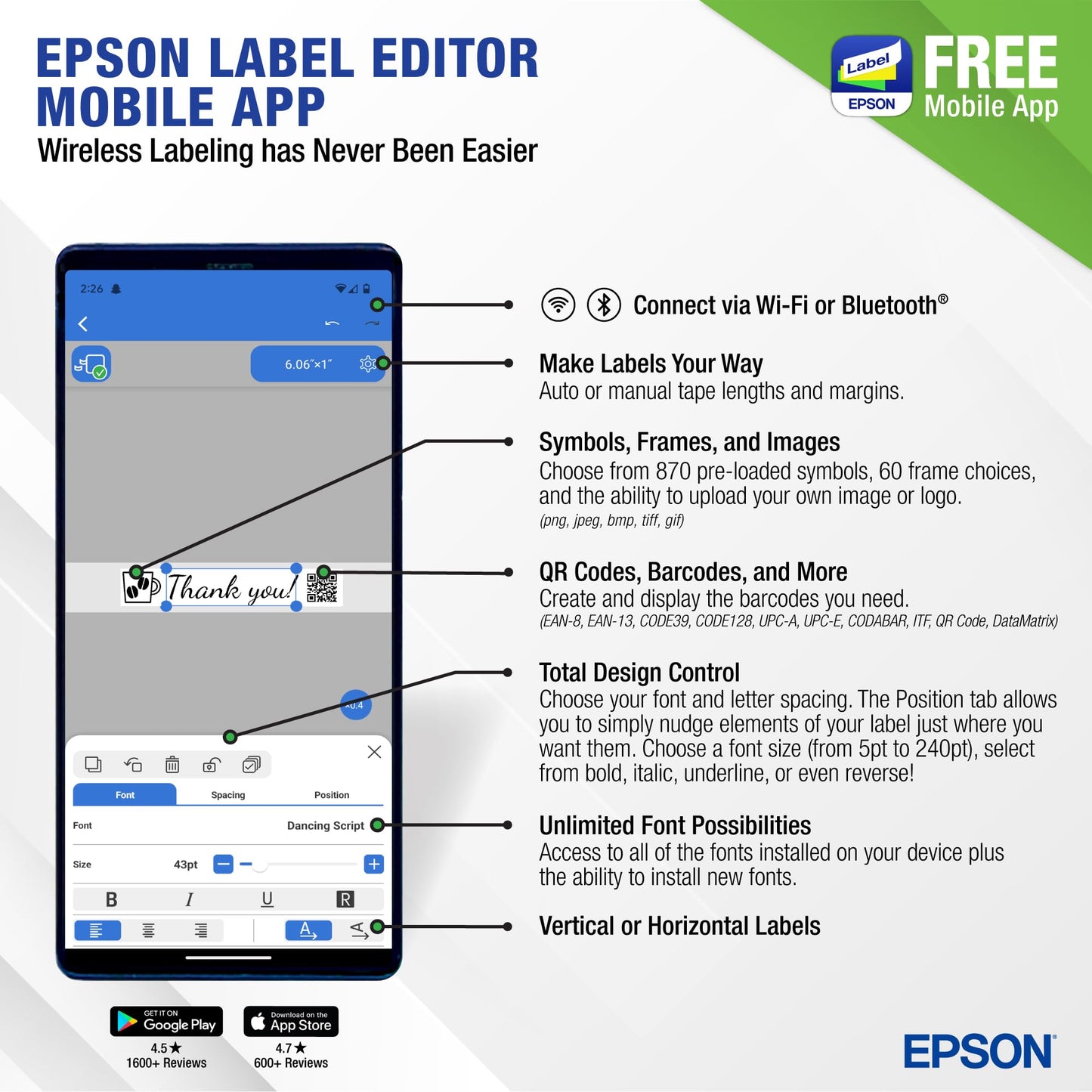 LABELWORKS Epson LW-Z5010PX-R Industrial Label Maker - Complete Printer Kit with Accessories and Automatic Bulk Tape Rewinder, PX 147' Bulk Label Rolls, Desktop Printer