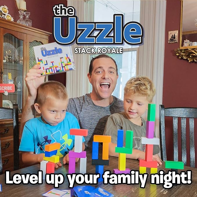 The Uzzle Stack Royale Board Game Fast & Fun Family Board Game for Children & Adults Color Block Puzzles Games for Ages 4+