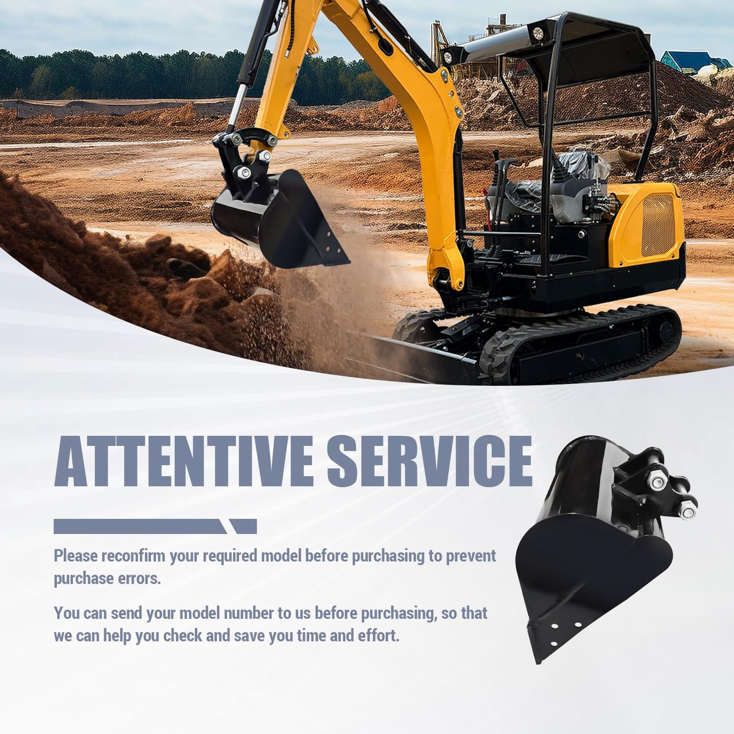 500mm Flat Bucket Accessories Toothless Bucket Compatible with 0.8-1.5 Tons of Small Excavators, Used to Load Sand, Soil, Clean Ditches
