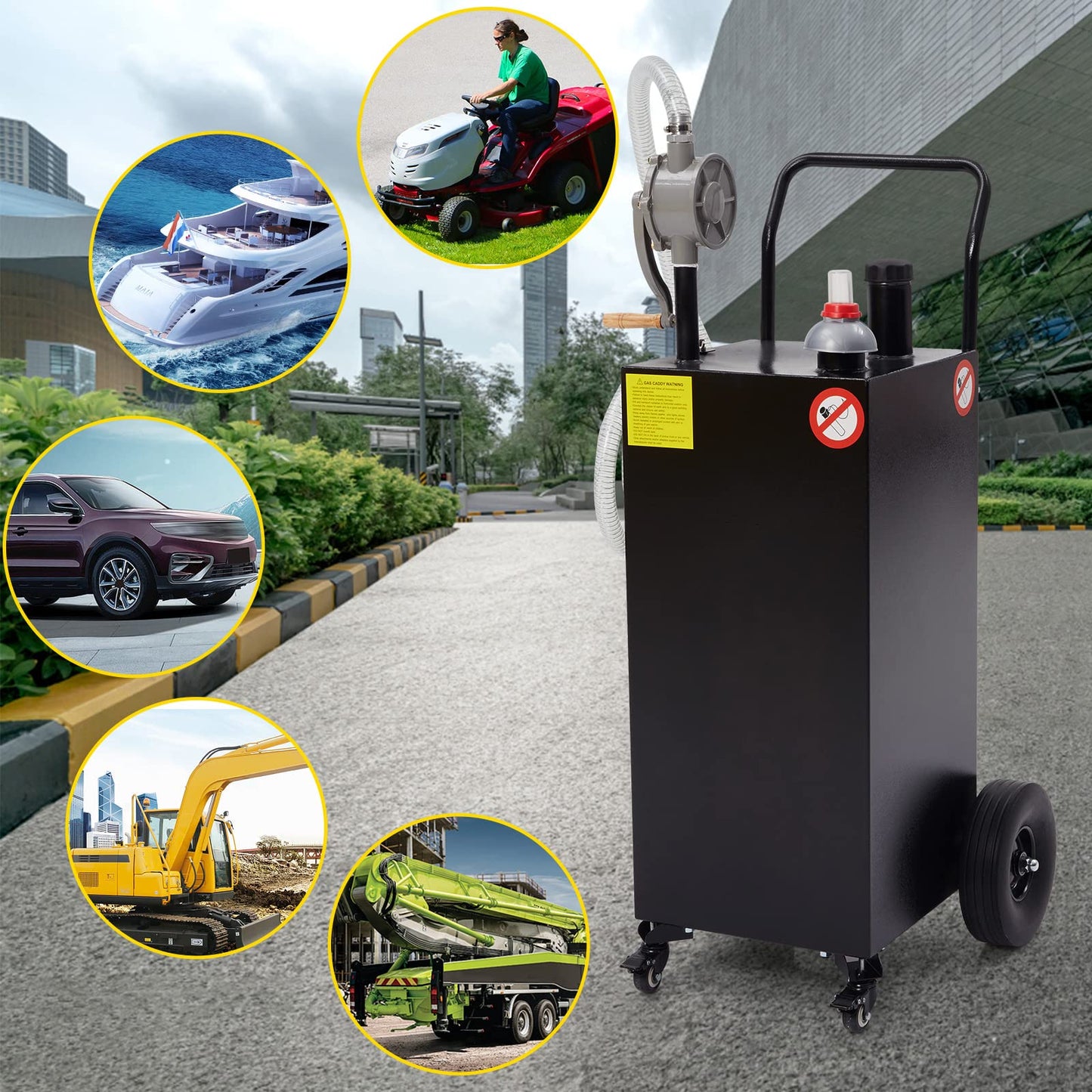 30 Gallon Gas Caddy - Portable Fuel Tank with Pump Gasoline Tank Portable Fuel Storage Tank for Boat, Car,Garden, Lawnmower, ATV