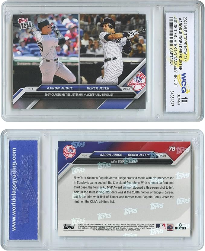 2024 Topps Now Dual Aaron Judge & Derek Jeter NY Yankees HR Captain Card #76 - Graded GEM Mint 10