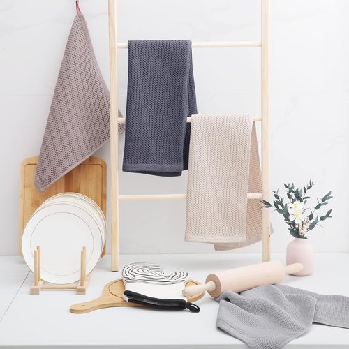 Homaxy 100% Cotton Waffle Weave Kitchen Dish Towels, Ultra Soft Absorbent Quick Drying Cleaning Towel, 13 x 28 Inches, 24-Pack, Mixed Color
