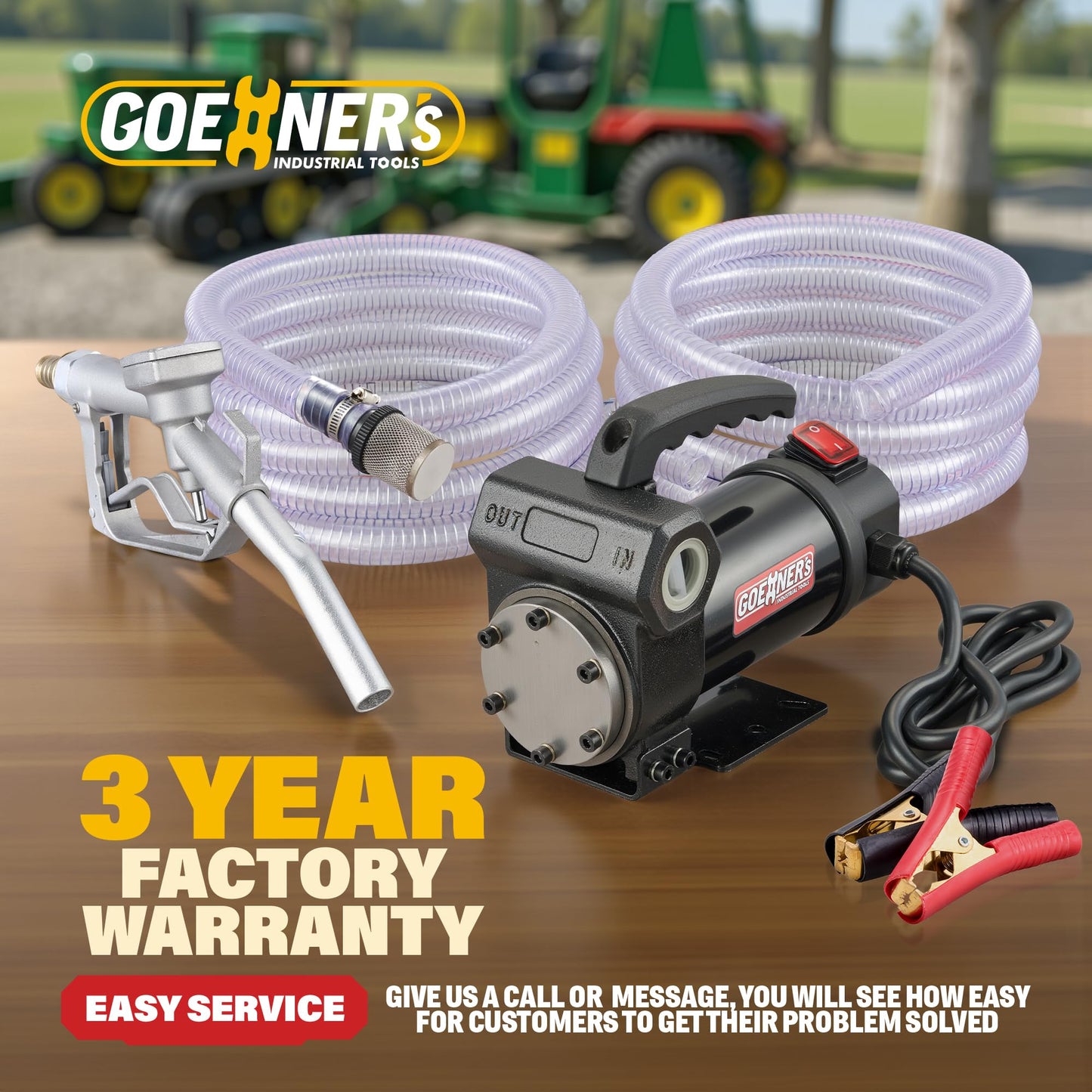 Upgraded 12V Diesel Transfer Pump - 15 GPM Self-Priming Kit with Manual Nozzle, Heavy-Duty Fuel Pump for Trucks, Tractors, Boats, Farm & Job Sites
