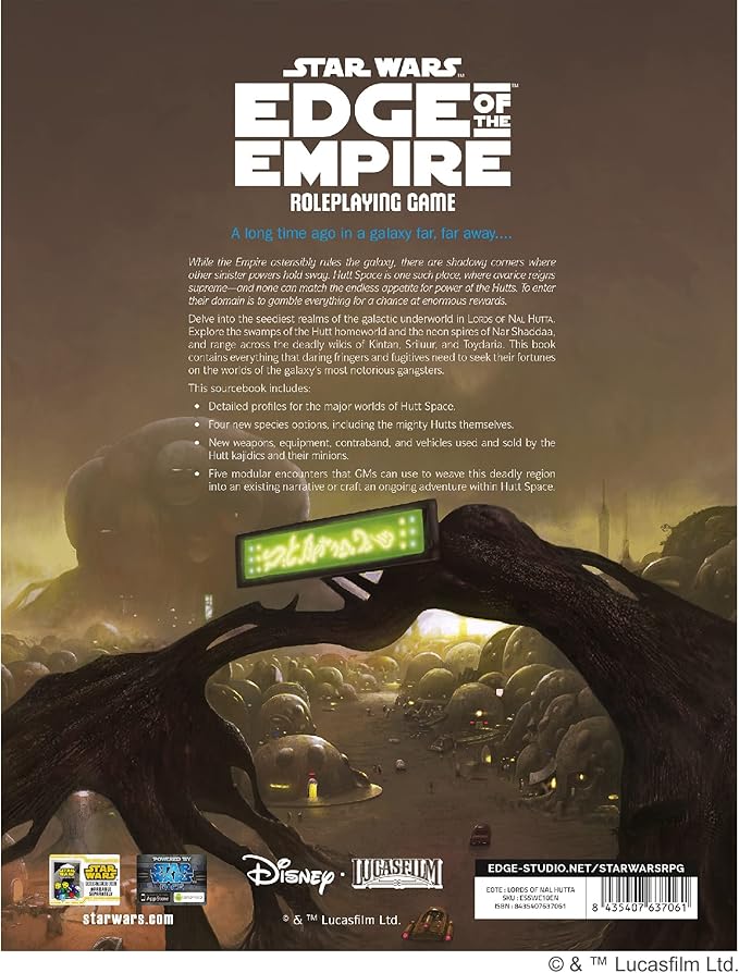 Star Wars Edge of the Empire Lords of Nal Hutta SOURCEBOOK | Roleplaying Game | Strategy Game For Adults and Kids | Ages 10+ | 3-5 Players | Average Playtime 1 Hour | Made by EDGE Studio