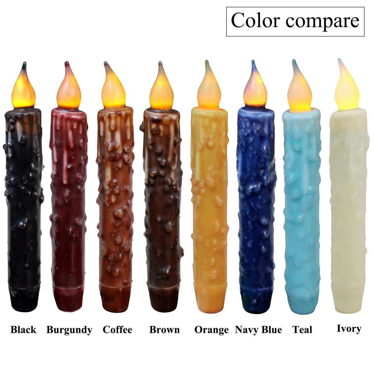 CVHOMEDECO. Real Wax Hand Dipped Battery Operated LED Timer Taper Candles Rustic Primitive Flameless Lights Decor, 6-3/4 Inch, Teal, 3 PCS in a Package