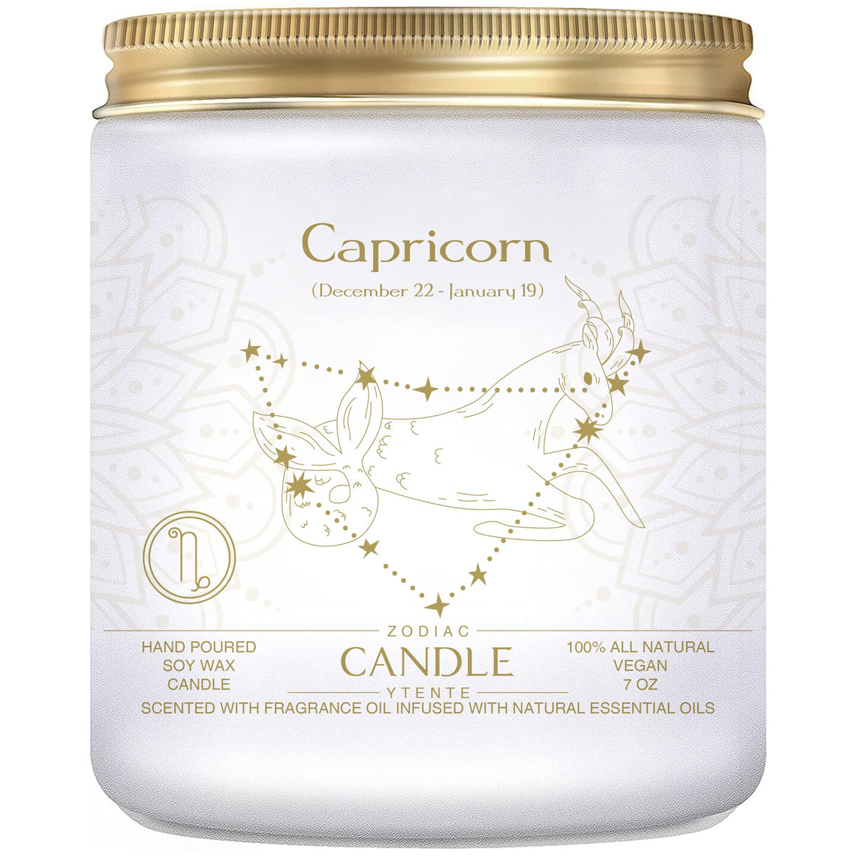 YTENTE Zodiac Sign Candles, Zodiac Crystal Sign Candles,Astrology Scented Candles Best Friends Gifts for Women, Men Sister Brother Zodiac Funny Birthday Gift Candle Jar (Capricorn)