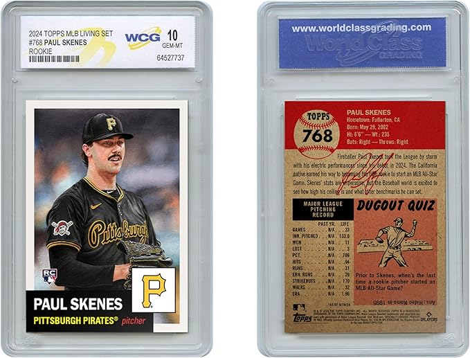 2024 Topps MLB Living Set Paul SKENES Pittsburgh Pirates RC Card #768 - Graded GEM-Mint 10
