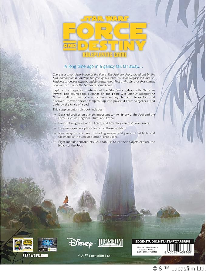 Edge Studio Star Wars Force and Destiny Game Nexus of Power SOURCEBOOK Roleplaying Game Strategy Game for Adults and Kids Ages 10+ 2-8 Players Average Playtime 1 Hour Made by Edge Studio