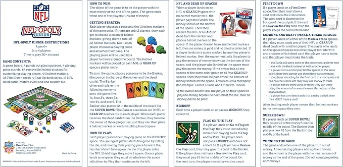 MasterPieces Kids & Family Board Games - NFL Opoly Jr. - Officially Licensed Board Games for Kids & Family