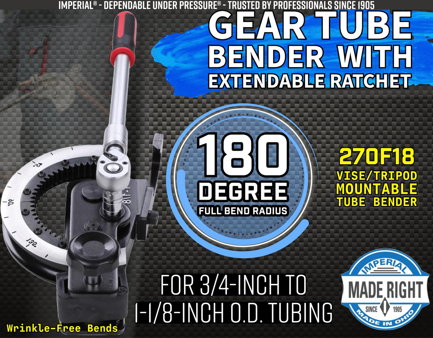 Imperial Tool 270F18 Gear Type Tube Bender for 1-1/8" O.D. Tubing