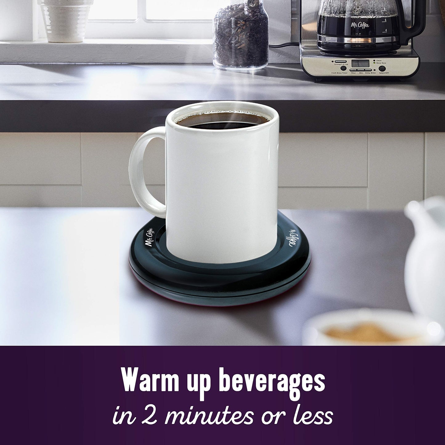 Mr. Coffee Mug Warmer for Coffee and Tea Portable Cup Warmer for Travel Office Desks and Home Black | Gifts for Teachers