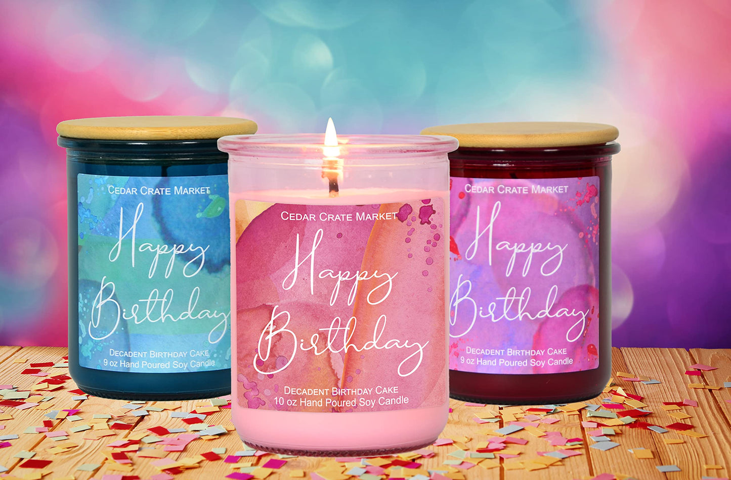 Cedar Crate Market - Happy Birthday Candle - Vanilla Buttercream Birthday Cake Scented Soy Wax Candle with Sprinkles for Home, Happy Birthday Gifts for Women, Best Friends Women Gift - Made in the USA