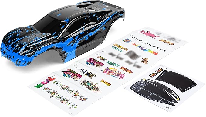 SummitLink Custom Body Muddy Blue Over Black Style Compatible for Rustler 4X4 Rustler BL-2S Rustler 4x4 Ultimate 1/10 Scale RC Car or Truck (Truck not Included) R4-BB-02