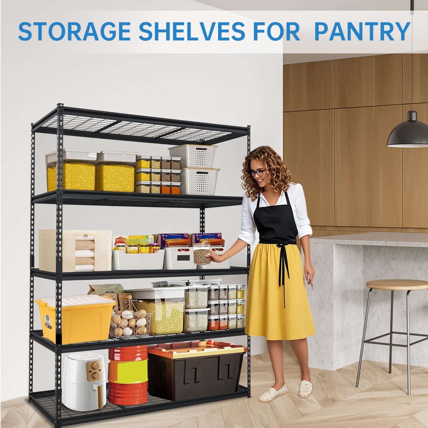 CABIHOME 48"X24"X72" Heavy Duty Garage Shelving Units, 5-Tier Adjustable Storage Shelves, Loads 2500 LBS, Adjustable Garage Storage Shelving, Metal Storage Utility Racks Shelf Unit