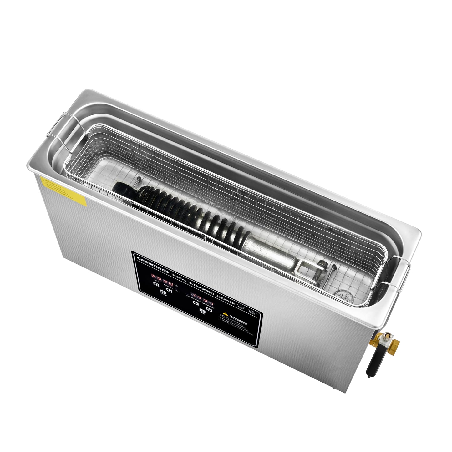 CREWORKS 10L Digital Ultrasonic Cleaner for Elongated Objects, 240W Professional Ultrasonic Parts Cleaner with Heater and Timer, 2.6 gal Lab Ultrasound Cleaner Machine for Gun Part Machine Auto Tool