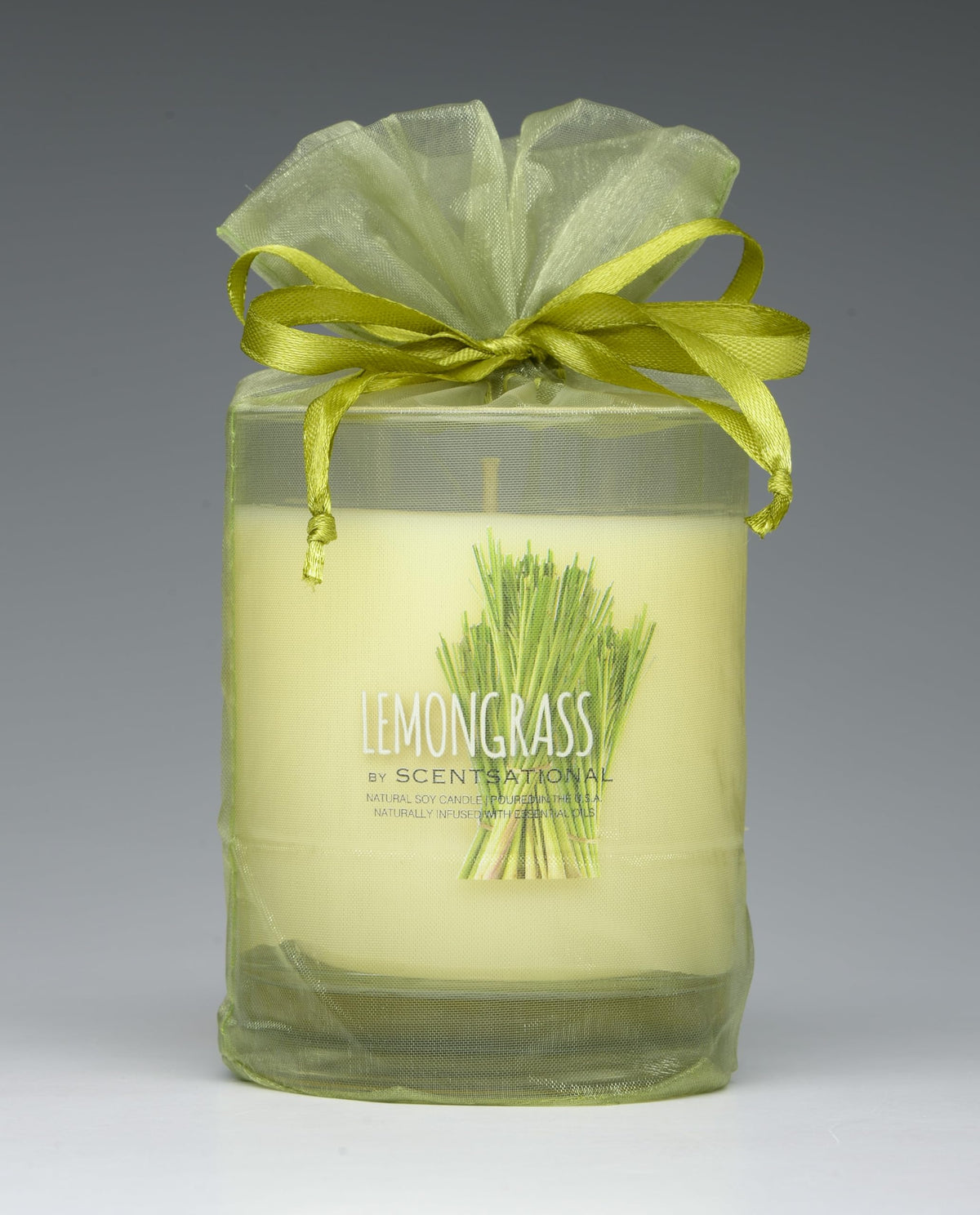 Scentsational Lemongrass Soy Candle, 11 oz, 50-60 Hour Burn Time, Gift Wrapped