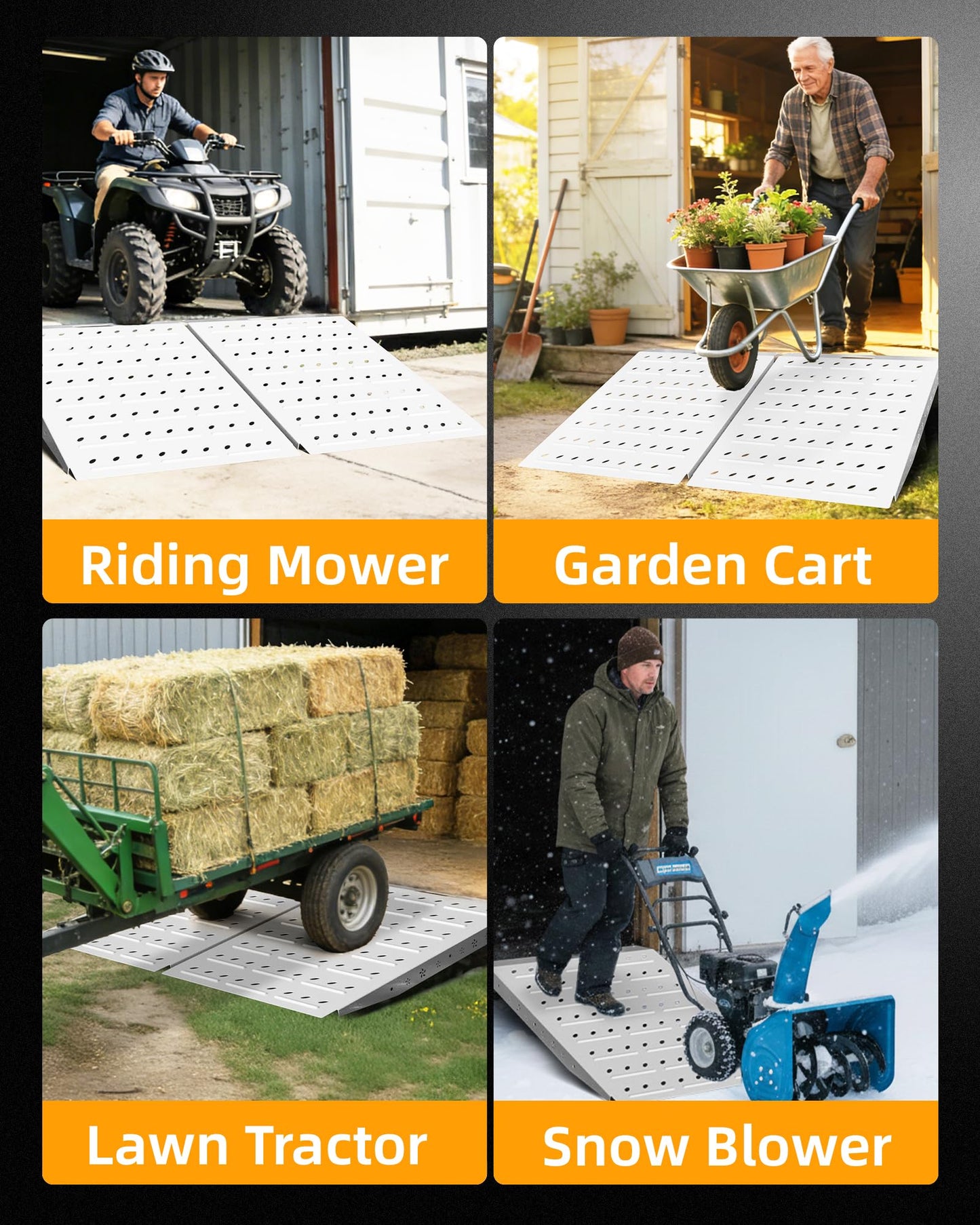 VNN 29" x 48" Shed Ramps - Slivery Loading Ramp for Riding Mower, 2 Packs Ramps for Sheds,1800 LB Capacity Alloy Loading Dock Ramp for Garages, Barns