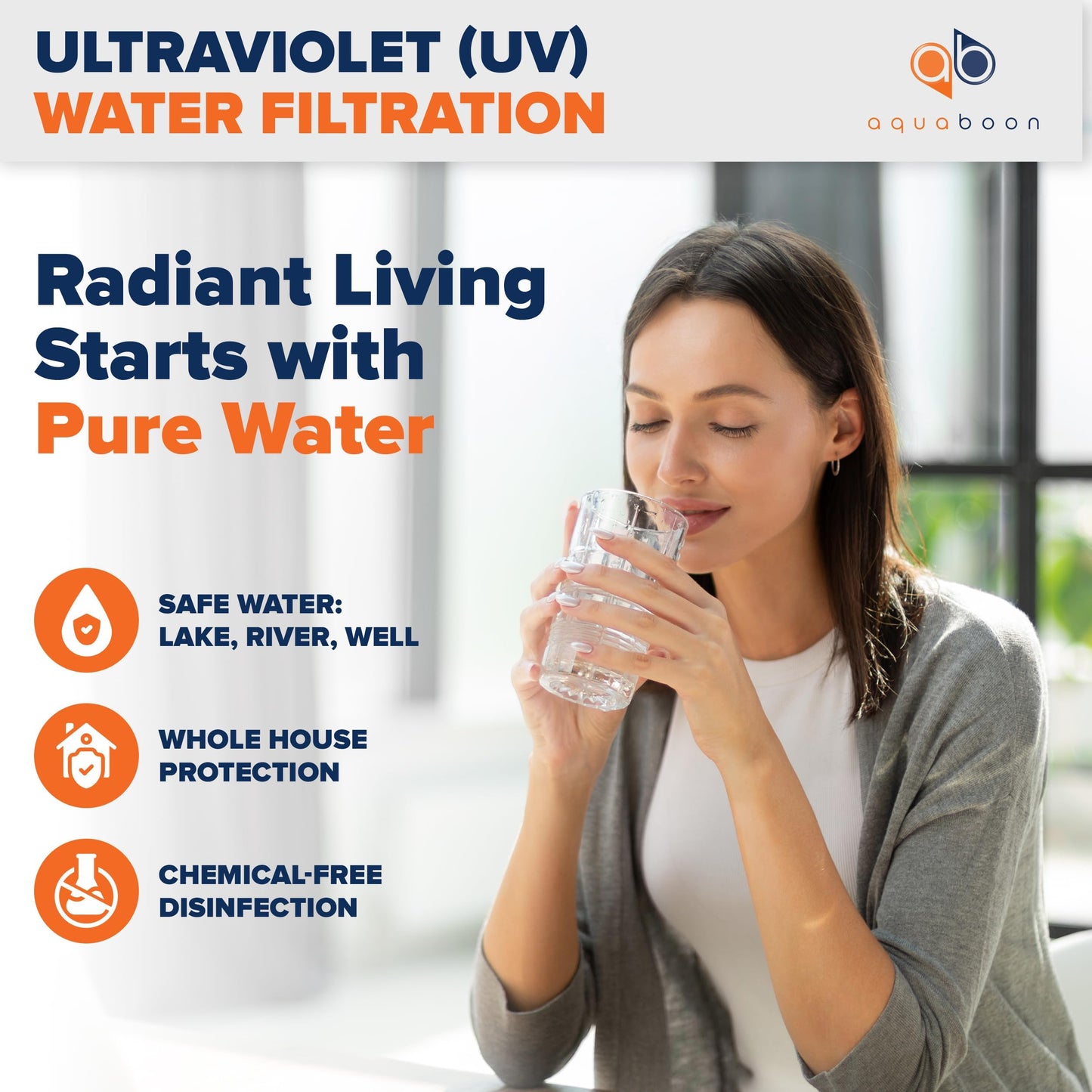 UV Water Purification System 55W, 12 GPM - UV Water Filter with Smart Flow Sensor Switch - Whole House UV Water Purifier Ensuring Water Purity - UV Light for Well & City Water + 1 Extra Lamp