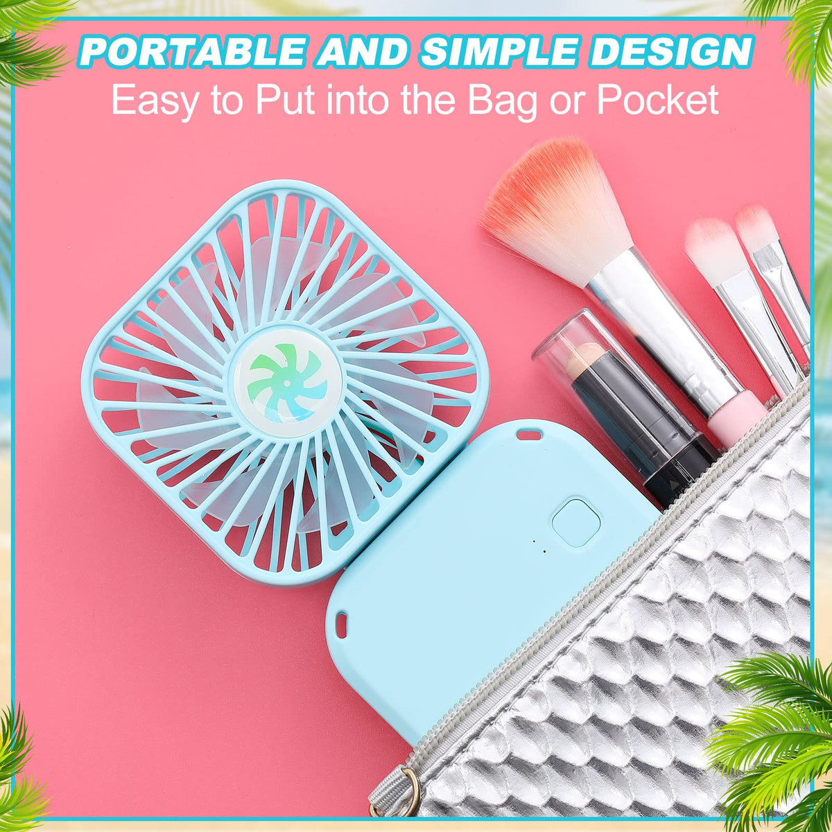Hortsun 60 Pack Mini Necklace Fans Bulk USB Rechargeable Handheld Folding Fan with 3 Speeds, Quiet Personal Cooling Fans Bulk Gifts for Women, Eyelash, Teachers, Wedding Favors, Travel, Outdoor