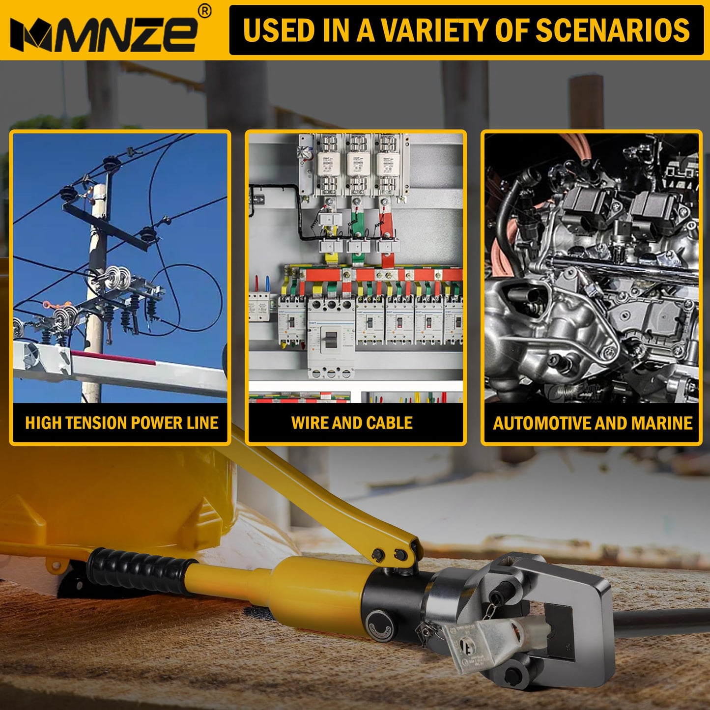 MMNZE 16 Ton Hydraulic Cable Lug Crimper Pliers 6 AWG to 800 MCM Hand Operated Hydraulic Crimping Tool Kit Wire Terminal Lug Battery Crimping Crimper with 12 Dies
