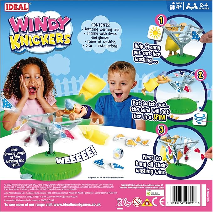 Ideal | Windy Knickers: The Silly Spinning Granny Giggling Windy Washing Game!| Kids Games | for 2-4 Players | Ages 4+