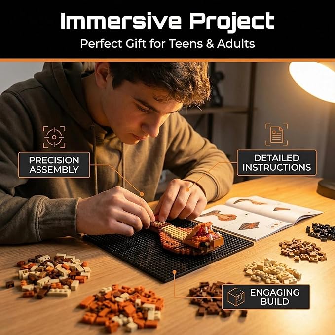 LMGOV Snake 3D Wall Art Micro Mini Building Blocks Set for Adults Animal Display Model for Wall or Tabletop Decor 1518 Pieces Micro Bricks with Instructions Creative Gift for Teens & Adult
