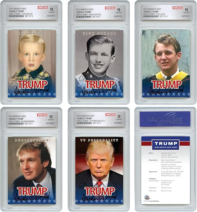 2015 Donald Trump 45th President Official Life & Times 5-Card Set - All 5 Graded GEM-Mint 10