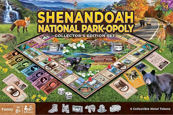 Masterpieces Shenandoah National Park Opoly Board Game - Animal Theme Reality Genre 6 Players Ages 8+ Includes Metal Tokens & Trivia Cards