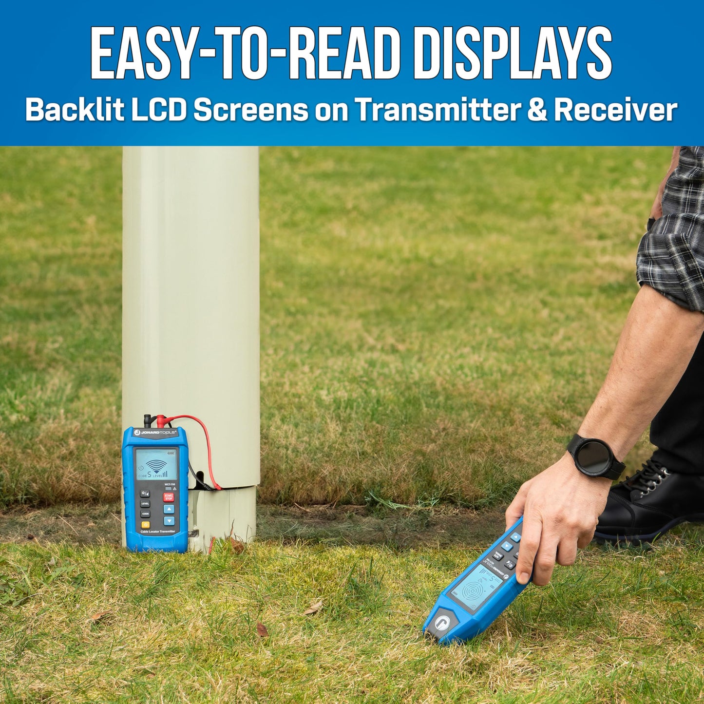 Jonard Tools WCT-700 Underground Wire Tracer and Circuit Finder- Trace Cables Up to 7 ft Underground, 1000 ft Long, Dual Backlit LCD Screens, Adjustable Sensitivity, CAT III 600V Rating