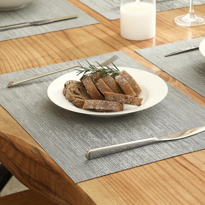 Leetaltree Grey Placemats, Heat Resistant Non-Slip Place mats for Dining Table, Washable Durable PVC Vinyl Woven Table Mats (Set of 20)