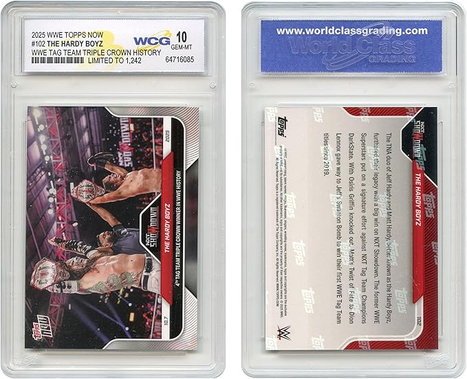 2025 WWE Topps Now The Hardy Boyz Tag Team Triple Crown History Wrestling Card #102 - Graded GEM Mint 10
