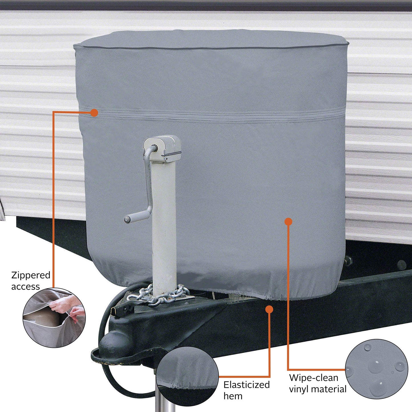 Classic Accessories Over Drive RV Tank Cover, Double 20/5 Gallon Tanks, Grey, Heavy-Duty Fabric, Zippered Access, Elasticized Hem