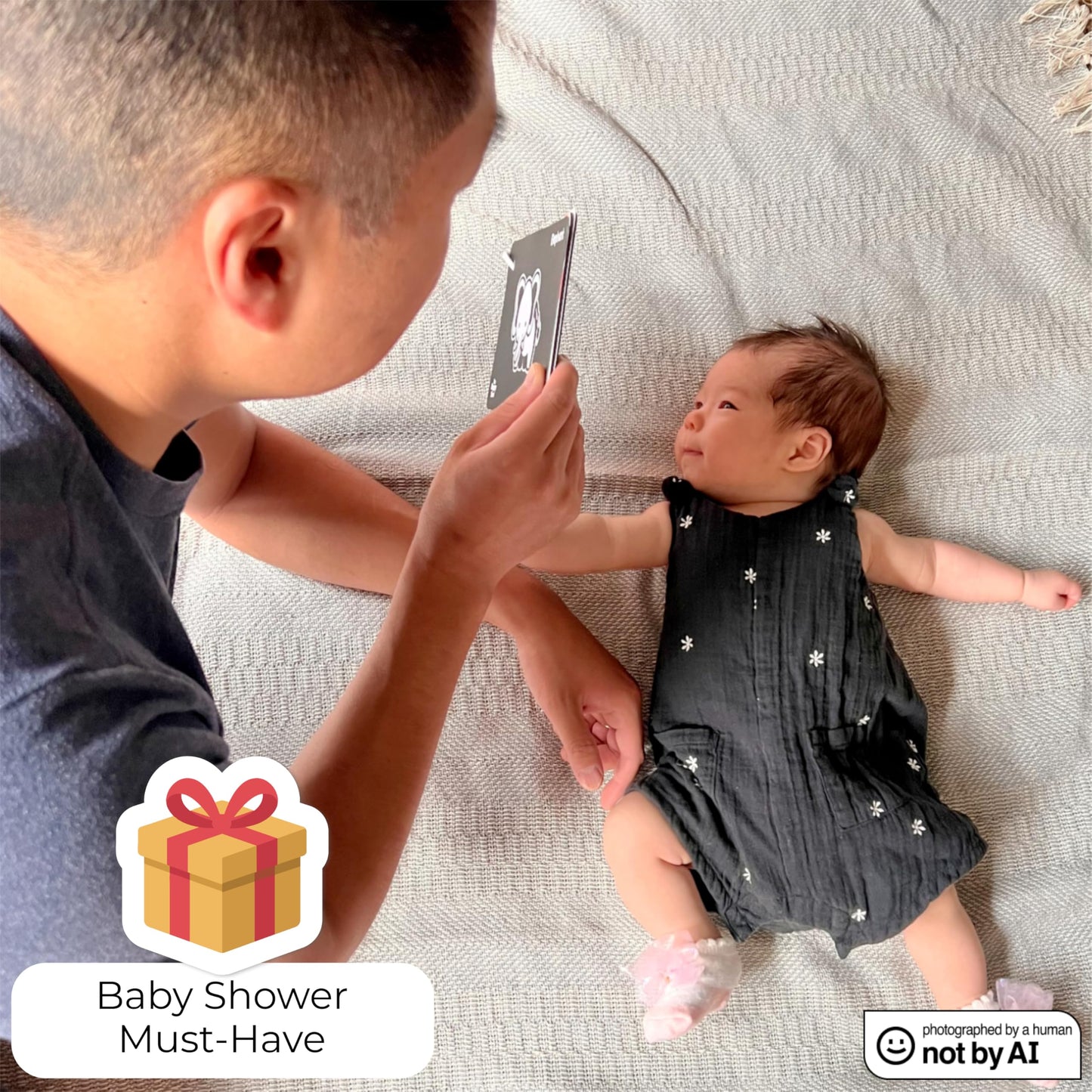 Happy Start High Contrast Baby Cards for Newborns - Black & White Cards, Water-Resistant, BPA-Free, Portable Educational Flashcards for Visual Stimulation, Award-Winning, Ages 0+(English & French)