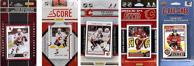 NHL Calgary Flames 5 Different Licensed Trading Card Team Sets Brown One Size