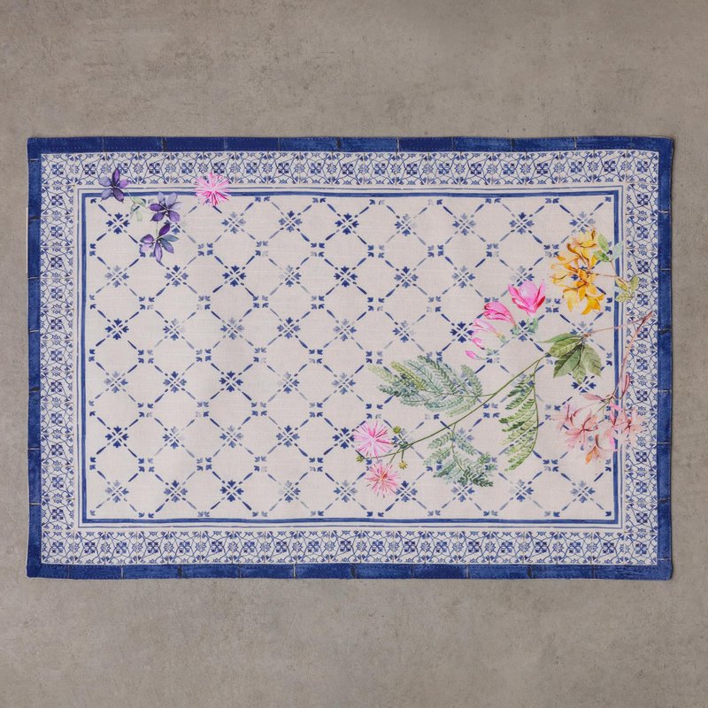 Maison d' Hermine Placemats Set of 4 100% Cotton Washable Cloth Place Mats Reusable Table Mats for Kitchen Dining Party Wedding Gifts for Mothers Day Spring/Summer (Faience, 13" x 19")
