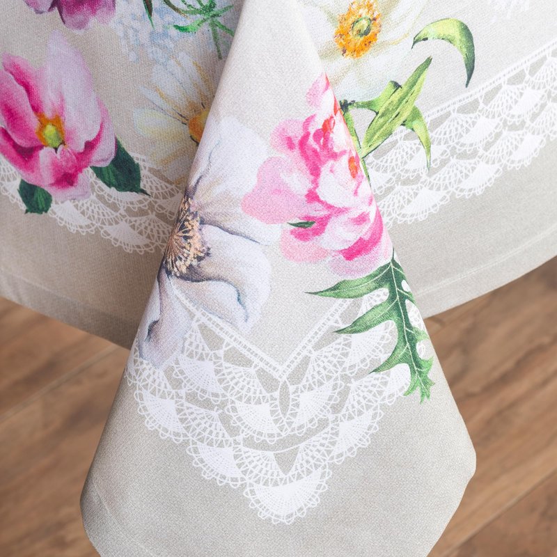Maison d' Hermine Table Cloth Rectangle Table 100% Cotton 60 x 108 Inches Tablecloth Reusable Decorative for Dining Kitchen Room Farmhouse Home Gifts for Mothers Day Spring Summer - Pivoine