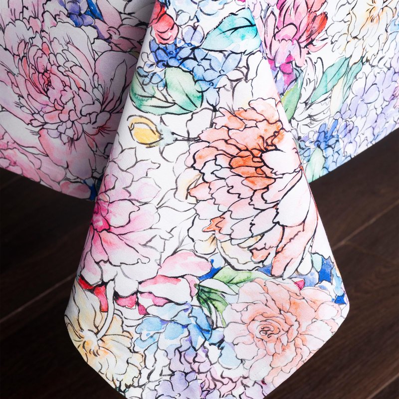 Maison d' Hermine Table Cloth Square Table 100% Cotton 60 x 60 Inches Tablecloth Reusable Decorative for Dining Kitchen Room Farmhouse Home Gifts for Mothers Day Spring Summer - Floral Love